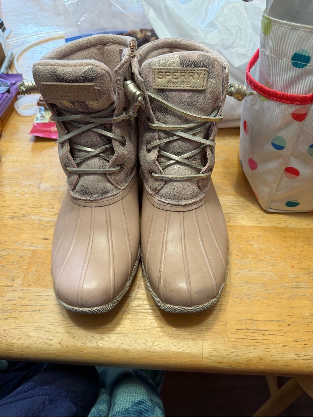 Sperry Blush Pink Lace-Up Duck Boots